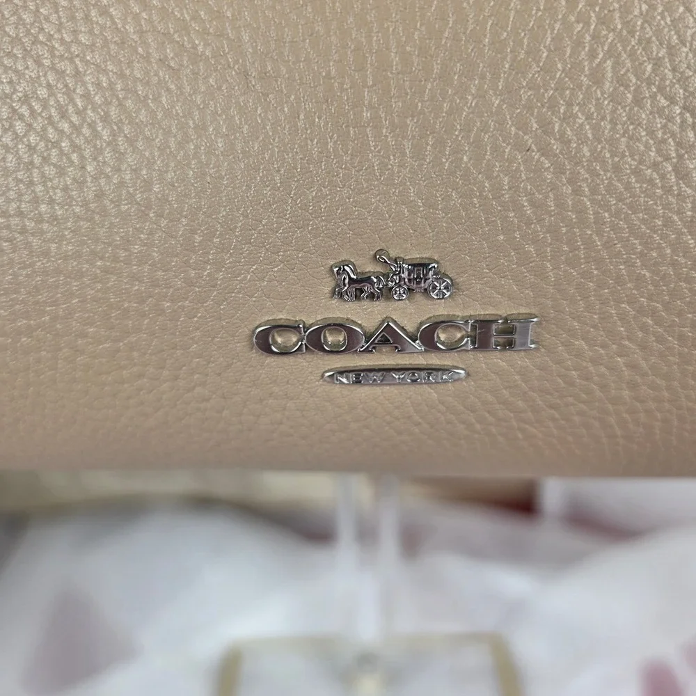 Coach Elise Satchel Pebble Leather‎ Taupe Crossbody Handbag 79316
